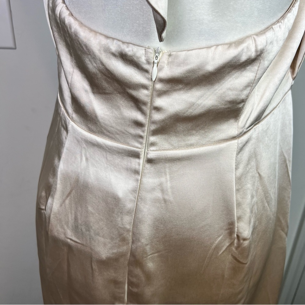 Selfie Leslie dress womens large Halter Draping Champagne Color Romantic - Picture 8 of 10